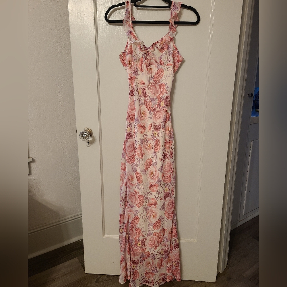 2bella Pink and Purple Floral Maxi Dress M Nwt